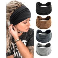 4-Pack Women's Wide Elastic Non-Slip Headbands - Thickened Wide Band, Suitable for Yoga, Fitness, Bohemian Style Multifunctional