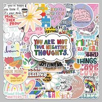 50PCS Mental Health Encouragement Stickers English Positive Affirmations Short Sentence Graffiti Decals Waterproof PVC Stickers