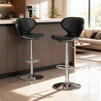 2 Pcs Swivel Bar Chairs with Back and Footrest, Adjustable Height, for Kitchen Island, Dining Room and Pub