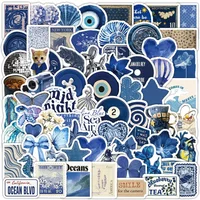 103 Sheets Blue Element Stickers, Aesthetic Decorative Decals for Phone Case Laptop Journal Golden Memory Stickers Store