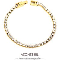 ASONSTEEL 2/3mm Bracelets Stainless Steel Colorful Cubic Zirconia Charm Chains Bracelets Crystal Delicate Bling Wedding Jewelry image 4