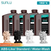 SUNLU 4KG ABS-ähnliches/Standard/Wasserwaschbares 3D-Harz 405nm UV-Harz für die meisten SLA/DLP/LCD 3D-Drucker, UV-empfindliches Material, 1kg