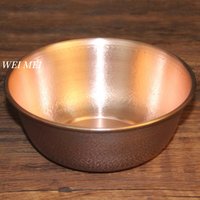 Vintage Pure Copper Bowl,Handcrafted Hammer Texture Picnic Soup Bowl,Camping Portable Thickened For Home Copper Tableware14 cm
