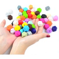 LOFCA10pcs 14mm Mini Hexagon silicone beads Baby Teether BPA Free DIY Necklace Pacifier Chain Baby Teething Care Infant