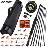 Goture 2.7 m/9FT ensemble de canne à pêche à la mouche 5/6WT 8 pièces canne à mouche en Fiber de carbone Combo mangeoire de voyage Portable avec moulinet sac de matériel de pêche
