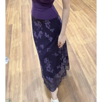 Retro Grape Wine Dangerously Attractive Long Floral Lace Skirt Waist Cinched Bodycon Midi Dress Casual Polyester Fiber
