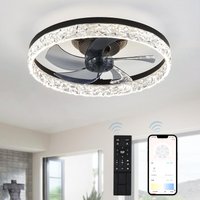 LED Ceiling Light Ceiling Fan Modern Simple Home Bedroom Remote Control Dimmable Fan Light 19.7 in