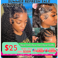 Wow Angel 250% HD Lace Frontal Wigs 13X6 Water Wave Wigs 28inch Lace Front Wigs Pre Plucked Curly Wig Human Hair Wig For Women image 3