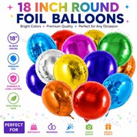 18 Inch Large Colorful Round Shape Foil Balloons Circle Helium Ballons for Birthday Wedding Anniversary Engagement Party Decor