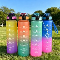 1 Liter Gradient Color Motivational Sports Water Bottle Time Marker Leak Proof Cup for Office Gym Outdoor Shaker Bottle