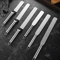 1PC Stainless Steel Cream Spatula Curved/Straight 6/8/10 Inch Cake Decorating Tools DIY Cake Spatula Kitchen Pastry Cake Decor