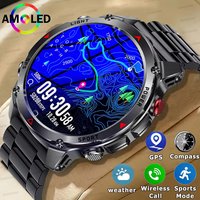 Global Edition Built-in GPS SmartWatch Military Compass Altimeter LED Flashlight 3ATM Waterproof Clock HD Call Swim Sports Watch