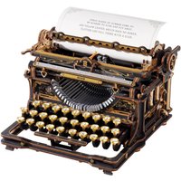 Robotime Vintage Model Kit Mechanical Typewriter 3D Wooden Puzzle Building Project Retro Desk Home Decor Unique Gift Classic Version