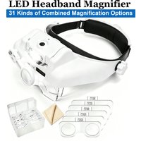 Adjustable Headband Magnifier Interchangeable Lens LED Headband Magnifying Glass 1.5x 2x 2.5x 3x 3.5x 8X Watchmaker Repair Tools