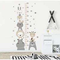Cartoon Smile Animals Bear Lion Deer Hippo Stars Height Ruller Wall Stickers for Kids Room Boy Girl Room Nursery Wall Decals pvc