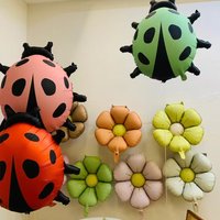 Cartoon Animal Insect Matte Aluminum Film Balloon, Cute Ladybug Balloon, Suitable for Summer Outdoor Picnic Birthday Party Decor