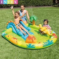 2026 Summer Volcanic Island Dinosaur Park Inflatable Pool Kids Water Play Center With Slide Sprayer Family Swimming Pool