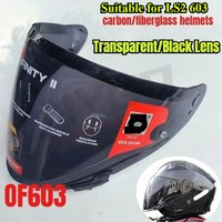 Original for LS2 OF603 INFINITY II Helmet Lenses OF603 Half Helmet Transparent Lenses Black Visors Helmet Accessories