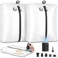 Travel Vacuum Storage Bags with Air Pump Professional Luggage Reusable Compression Bag Save 60% Space Storage Packaging(white)