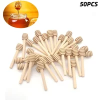 10/30/50Pcs Honey Stir Bar Mixing Handle Jar Spoon Natural Wooden Honey Dipper Wooden Stick Honey Spoons Kitchen tools