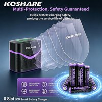 KOSHARE 1.5V AA AAA Li-ion Rehcargeable Batteries 4255mWh 1100mWh Lithiu-ion Battery With 8 Slot LCD Smart Battery Charger L822C