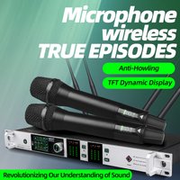 Professional wireless Handheld microphone 2-Channel Built-in Mixing Effect Karaoke Microphone for Hosting Stage