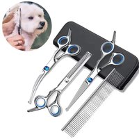 Ciseaux sûrs pour animaux de compagnie, 4 pièces, ciseaux de toilettage ambidextes en acier inoxydable pour chiens avec tête ronde sûre pour une coupe de précision
