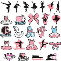 1-26PCS Ballet Dance Gymnastics Swan PVC Shoe Charms Buckle Clog Fit Wristbands Shoe Decoration Accessories Holiday Present