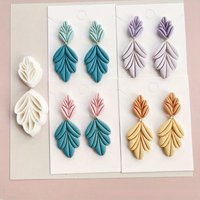 2pcs Set Jewelry Making Mold Wheat Leaf Elegant Floral Petal Shape Polymer Clay Mold Cutter Tools DIY Handmade Earrings Plastic