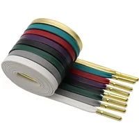 Coolstring Advanced Blue Shoe Laces 7mm Premium Leather Sheepskin Shoelaces with Metal Tips for Adult Kids Sneakers Wholesale