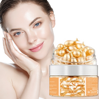 Fullerene Placenta Firming Serum Elastin Hyaluronic Acid Vitamin E. Anti-Wrinkle Anti-Aging Day Night. 50-Capsule Treatment
