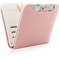 Pomelo Best Vintage Genuine Leather Mini Wallet Portable Fine Grain Bifold RFID Blocking Coin Pocket Snap Button for Ladies