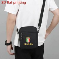 Men's Italian-Themed Crossbody Bag - Black & Golden with Italian Flag & Coat of Arms Golden-Tone Hardware - Lightweight Durable