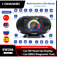 2026 KONNWEI KW206 Car OBD2 Diagnostic Tool HUD 2in1 Fault code clearing DTC Lookup Mileage Auto Tools On-Board Computer Display