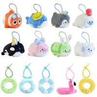 Ocean Animal Plush Keychains Cute Stuffed Turtle Clownfish Dolphin Seal Polar Bear Penguin Bag Pendants Trendy Toy Gift