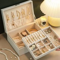 DELESYS Large-Capacity Lockable PU Leather Jewelry Storage Box Jewelry Box Stud Earrings, Necklace Storage Box Bracelet Box