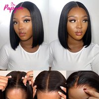 Short Bob Wigs Straight Glueless Wig Ready To Wear Pre Cut 4x4 Elastic Drawstring Upgraded No Glue Lace Air Wig