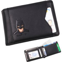Leather Bat ID Wallet For Men Slim Bifold Credit Card Holder Case With Cutout Superhero Face Eyes Mask Gift For Husband Teens