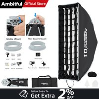 AMBITFUL Q1 30cm Strip Softbox Mini Bowens/GODOX Mount Quick-Setup Design With Grid Softbox For GODOX For Forza 60 Seres YN150