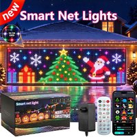 Guirlande lumineuse de Noël intelligente à LED, 32 × 5 pieds, 1536 LED, guirlande lumineuse en filet pour extérieur, idéale pour décorer les buissons et les patios, avec changement de couleur, mode