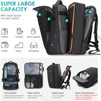 TANGCOOL 36L-50L Expandable Backpack Waterproof Oxford 17.3" Laptop Bag Business Travel Flight Approved