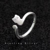 Buyee Niedlicher Ring aus 925er-Sterlingsilber, Finger, Katze, Elefant, süßer offener Ring für Frauen, einzigartige Mode, Tier, edler Schmuck, Kreis