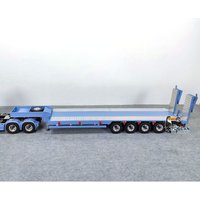 RC Assembled Painted Metal Flatbed Trailer 1/14 5 Axles with Electric Tailboard for Remote Control Tractor Truck Toy Car Model