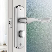 No Key Security Wood Bathroom Toilet Door Lock Furniture Portable Door Lock Aluminum Lock Handle For Home Stainless Steel
