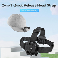 TELESIN Head Strap Mount with Cap Clip Head Belt Mount for Go Pro Hero 13/12/11/10/9,insta360 X5, DJI OSMO Action 5 Pro 4 3