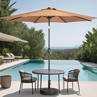 Outdoor Parasol Villa Courtyard Terrace Turnable with Circular Base Balcony Leisure Can Be Turned To The Central Column Umbrella