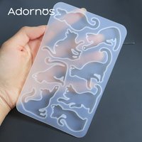 1pcs 8 Cats Epoxy Resin Silicone Mold Cute Cat Keychain Resin Molds Friend Gifts DIY Earring Jewelry Backpack Pendant Mold