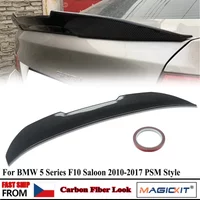 PSM Style For BMW F10 F18 5 Series Rear Trunk Lid Spoiler Wing 2011-2017 M5 530i 535i 550i Carbon Fiber Look Decklid Lip Trim
