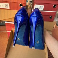 Comfortable New Super 12cm Red High Heels Women Sexy Blue Pointed Toe Shallow Stilettos Pumps Elegant Party Ladies Dress Shoes