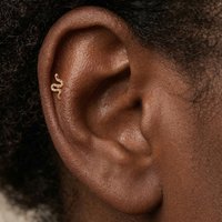 AIDE Women 14K Solid Gold Stud Earrings 2026 18G Snake Shape Screw Thread Piercing Earring With Box for Women Daily Jewelry Gift